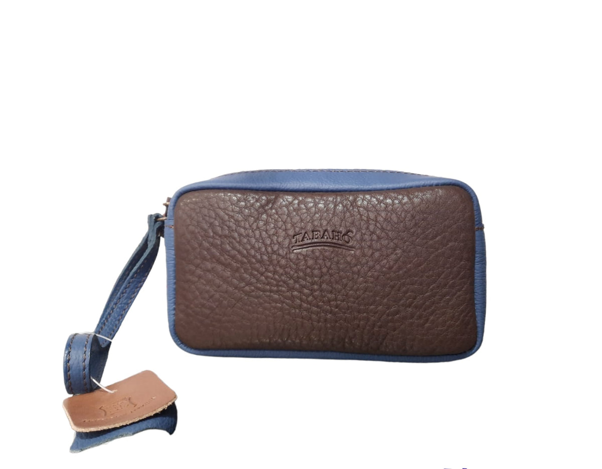 Pochette da Polso Uomo in Pelle Blu e Marrone - Tabahò